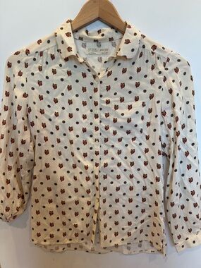 Zara soft collection Girls Cream Owl Print Shirt